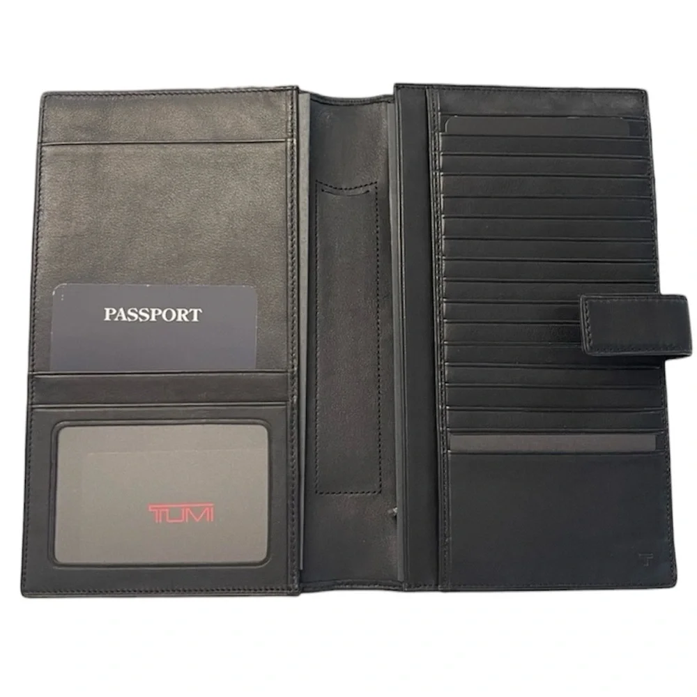 Tumi Modernist Black Leather Ultimate Travel Organizer Wallet
